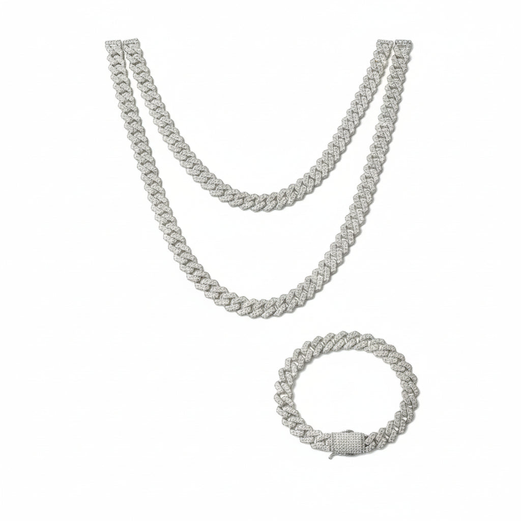 Silver Diamond Cuban Chain1