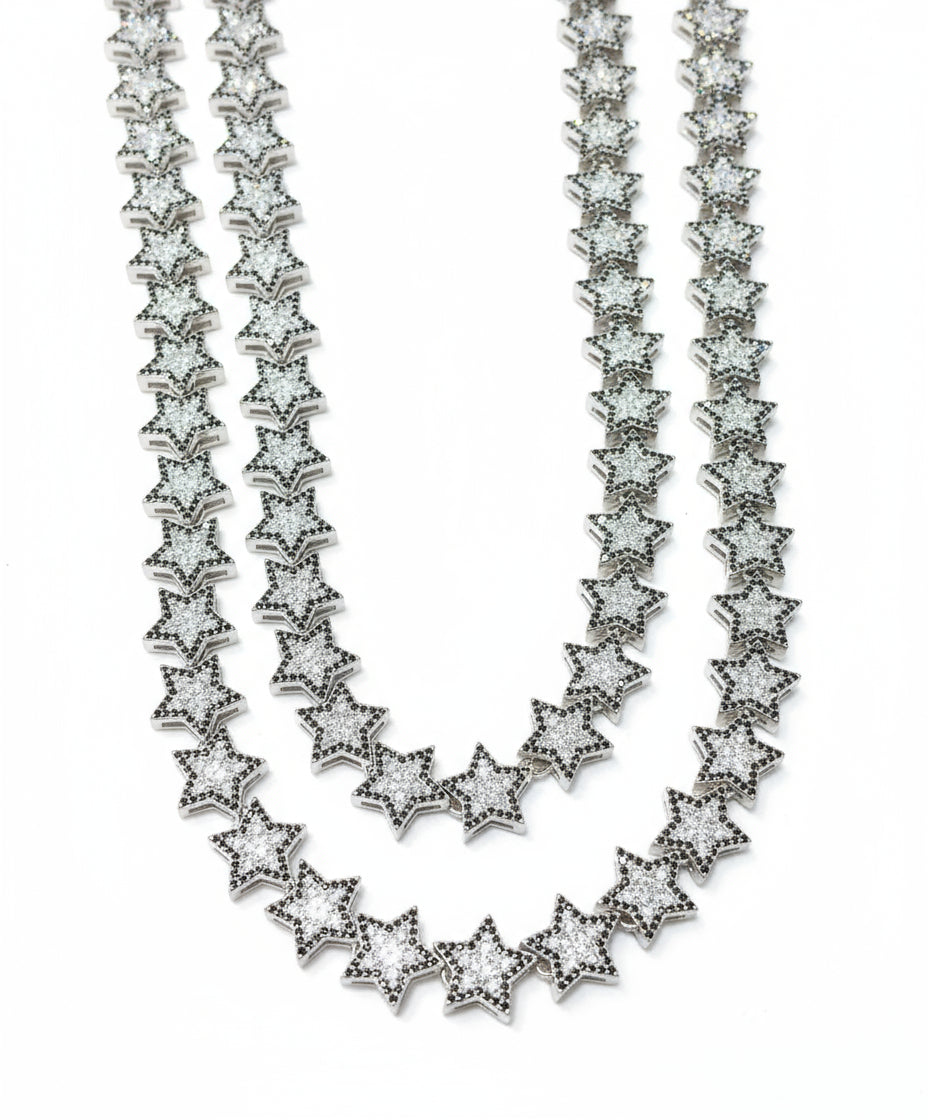 Star-shaped silver moissanite chain
